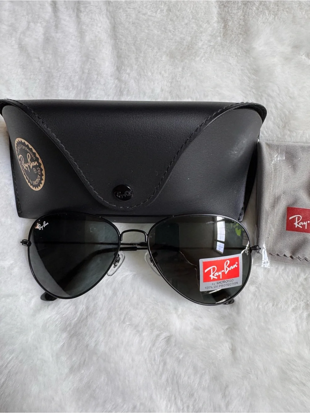 ✅NEW “Ray-Ban” Black Aviator Sunglasses with Dark Lenses